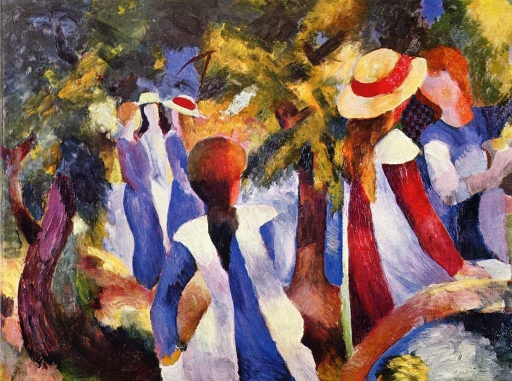 Август Маке Девушки под деревьями, 1914 (Пинакотека современности)